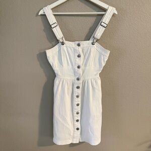 American Eagle Outfitters White Denim Mini Overall Dress
